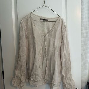 FLAX Women's Cream V-Neck Top